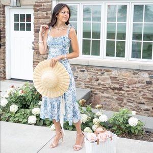 Blue white maxi dress with adjustable straps!